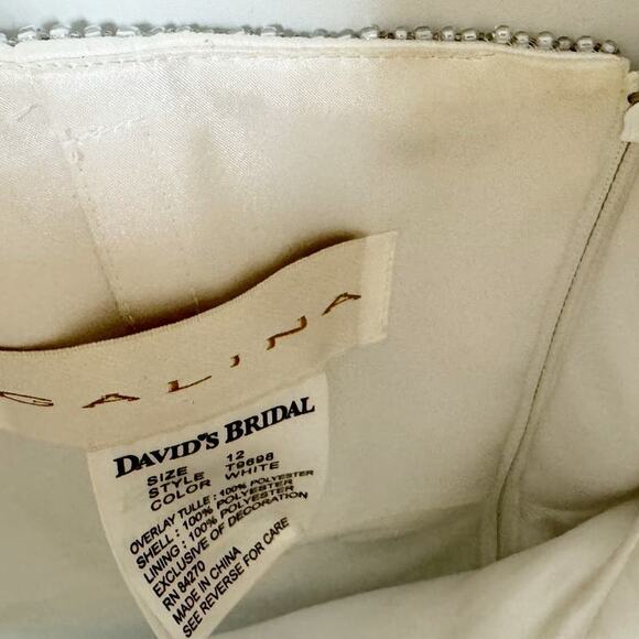 Galina Womens Satin Tulle Wedding Dress Strapless Button Back 12 - Picture 6 of 12